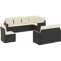 vidaXL 8-tlg. Garten-Sofagarnitur mit Kissen Schwarz Poly Rattan