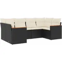 vidaXL 6-tlg. Garten-Sofagarnitur mit Kissen Schwarz Poly Rattan