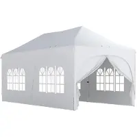 Welikera 3 x 6 m Pop-Up-Pavillon mit Seitenwänden, 6 Sandsäcken, höhenverstellbarem Dach, Gartenparty-Zelt mit Tragetasche