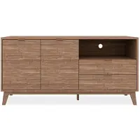 CALICOSY - TV-Möbel mit 2 Türen, 2 Schubladen und 1 Nische Holzdekor L140 cm - Budapest