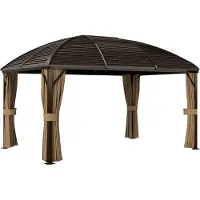 BundiGlassware Gartenpavillon, Partyzelt, Festzelt, 4 x Doppel-Seitenteile, wasserdicht, 2 Laternenhaken, ca. 4 x 3 x 2,8 m, Braun