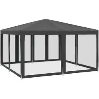 vidaXL Partyzelt mit 8 Mesh-Seitenteilen Anthrazit 4x4 m HDPE