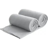 Wometo 2er Set Eco Fleecedecken aus 100% recyceltem Material + OEKO-TEX geprüft 130x160 ca. 400 g - hellgrau mit Anti-Pilling und Kettelrand