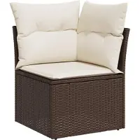 vidaXL 5-tlg. Garten-Sofagarnitur mit Kissen Braun Poly Rattan