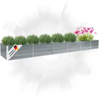 DELUKE Hochbeet für Garten OSKAR Grau | 480x80x45cm | Verzinkter Stahl | Wetterfest | Gartenbeet Kräuterbeet Blumenbeet Beet hoch Frühbeet für Garten Gemüsebeet