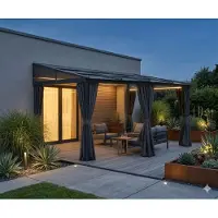 Jet-Line Pavillon Gartenpavillon 3x4,8m Ralimon anthrazit Aluminium mit Schiebedach