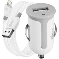 EKO , Pack Ladegerät für Zigarettenanzünder 1A mit Lightning MFi-Kabel 1m, Weiß