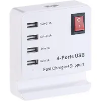Revolt USB-Netzteil mit Smartphone-Ablage, 4 Ports: 2x 2,1 A, 2x 1 A
