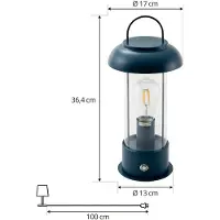 LINDBY LED-Akkutischleuchte Yvette, blau, IP44, Touchdimmer