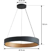LUCANDE LED-Hängeleuchte Daelor, schwarz/Holz, CCT, dimmbar