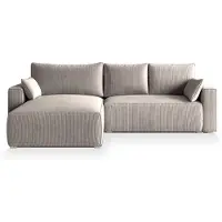 Masseno Ecksofa FORIL P mit Schlaffunktion L-Form, Sofa mit Bettkasten, Wohnzimmersofa, Couch, Soffa, Bettsofa, Couchgarnitur- Beige, POSO 02