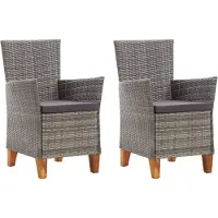 Syfax Gartenstühle 2 Stk. mit Auflagen Poly Rattan Grau