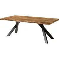 MASSIVMOEBEL24.DE MASSIVMOEBEL24 Baumtisch Sheesham 220x100x76 natur sandgestrahlt / A-Gestell anthrazit matt FREEFORM 5
