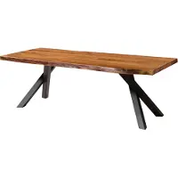 MASSIVMOEBEL24.DE MASSIVMOEBEL24 Baumtisch Akazie 220x100x76 natur lackiert / A-Gestell anthrazit matt FREEFORM 5
