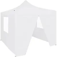 DKD Home Decor Profi-Partyzelt Faltbar mit 4 Seitenwänden 2×2m Stahl Weiß
