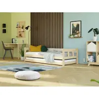 Benlemi Einzelbett mit Kopfteilen FENCE 2-in-1 aus Holz mit Ausziehbett 80x190 cm Petroleum