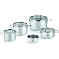 Fissler Topf-Set "Viseo Pro" Set, 3 Kochtöpfe & 1 Bratentopf mit Deckel, 1 Stielkasserolle, 9 tlg. Edelstahl 18/10
