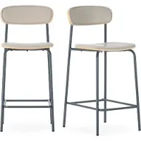 CALICOSY - Hocker 2er-Set aus Kunstleder mit Metallfüßen, H95 cm - TESS