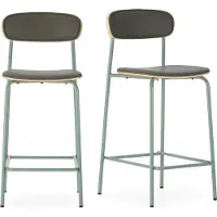 CALICOSY - Hocker 2er-Set aus Kunstleder mit Metallfüßen, H95 cm - TESS