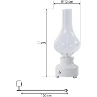 LINDBY LED-Akkutischleuchte Maxentius, creme, Glas, Dimmer