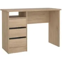 Wellhome - Schreibtisch mit 3 Schubladen in der Farbe Eiche 110 x 49 x 76 cm - Sil Oak