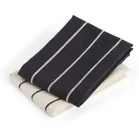 HAY – Outdoor Market Geschirrtuch – 2er-Set – Schwarz & Beige gestreift