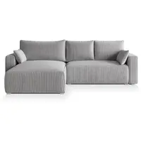 Masseno Ecksofa FORIL P mit Schlaffunktion L-Form, Sofa mit Bettkasten, Wohnzimmersofa, Couch, Soffa, Bettsofa, Couchgarnitur- Hellgrau, POSO 55