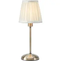 Markslöjd Anno Tischleuchte, messing/weiß, Höhe 35 cm, E14, mit Ladestation - , Anno, dimmbar, Bronze / Altmessing, für Wohnzimmer, Stoff / Textil