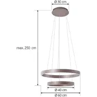 LUCANDE Smarte Hängelampe Yonam , dimmbar, braun / rost, für Wohn- / Esszimmer, Aluminium, Modern, Smart Home Pendelleuchte