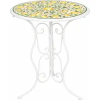HTI Gartentisch Menton Weiß Zitronenmotiv Ø 55 cm H 70 cm
