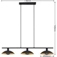 LINDBY Narisara Long Pendelleuchte Black/Gold - , Narisara, dimmbar, Schwarz, für Wohnzimmer, Metall, Modern