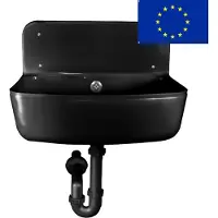 Nordwest Gewerbespüle - 490X330 Mm - Aus Schwarzem Kunststoff, Siphon Komplett - Wandmontiert