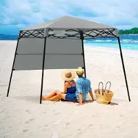 Goplus 180x180cm Faltpavillon mit Seitenwand, Pop-Up-Pavillon mit Tragetasche für Sonnenschutz, Partyzelt für Camping, Terrasse, Strand & Garten