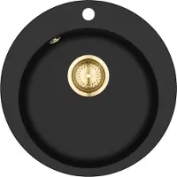 Gurari SR 100 - 601 W, Einbau Granitspüle Retro Design Schwarz metallic Gold