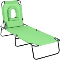 SUCCESS COURIER Sonnenliege klappbar, Gartenliege mit Lesefenster, Kopfkissen und 4-Fach verstellbarer Rückenlehne, wetterfeste Campingliege bis 120 kg, ideal für Garten, Strand und Pool, , Grün