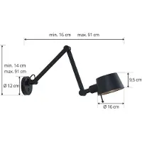 LUCANDE Wandleuchte Silka, 94 cm, schwarz, verstellbar, E27