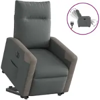 vidaXL Relaxsessel mit Aufstehhilfe Elektrisch Dunkelgrau Stoff