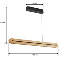 LUCANDE LED-Pendelleuchte Darnor, Holz, CCT, Länge 100 cm
