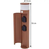 LUCANDE Sockellampe Corban, rost, Sensor, Steckdosen, IP44 Corban , dimmbar, braun / rost, Aluminium, Modern