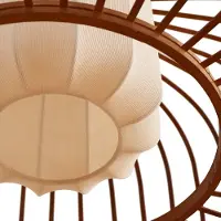 LINDBY Pendelleuchte Davella, Ø 50 cm, Bambus, Textil