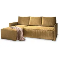 Masseno Ecksofa PERUSI mit Schlaffunktion L-Form, Sofa mit Bettkasten, Wohnzimmersofa, Couch, Soffa, Bettsofa, Couchgarnitur- Gelb, POSO 01