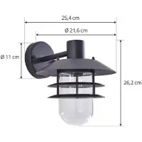 LINDBY Außenwandleuchte Meliora , dimmbar, schwarz, Metall, Wandleuchte außen
