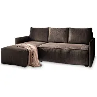 Masseno Ecksofa PERUSI mit Schlaffunktion L-Form, Sofa mit Bettkasten, Wohnzimmersofa, Couch, Soffa, Bettsofa, Couchgarnitur- Braun, POSO 06