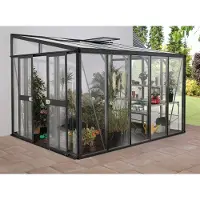 Pergart Vitavia, Anlehn-Gewächshaus "Helena 8600", schwarz, 8,6 m², 3 mm ESG, 10 mm HKP