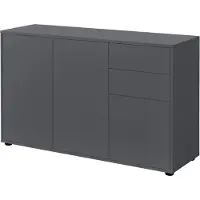 En.casa Sideboard Kommode 74 x 117 x 36 cm mit 2 Schubladen und 3 Schranktüren Spanplatte Dunkelgrau matt