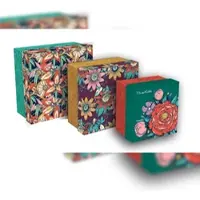 Clairefontaine 2x Frida Kahlo, Set bestehend aus 3 quadratischen Klappboxen 25x25x12 cm, 20x20x11cm, und 16x16x10 cm - 116233C