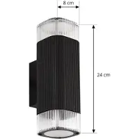 LINDBY Außenwandlampe Halvar, schwarz, 24 cm, 2 x GU10, IP65