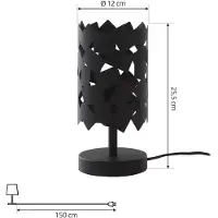 LUCANDE Tischleuchte Aeloria, schwarz, Eisen, Ø 12 cm, E27