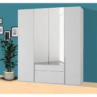 Wimex Kleiderschrank Schlafzimmerschrank New York weiß 180cm Spiegel
