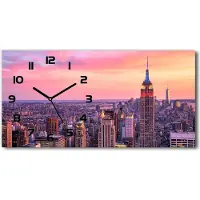 Tulup Wanduhr aus Glas – 60x30 cm - Glasbild - Glasuhr - Gehärtetes Glas - schwarze-zeiger - New York West